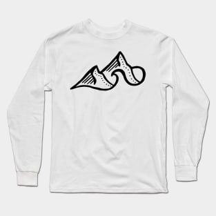 Simple Mountain and Wave Long Sleeve T-Shirt